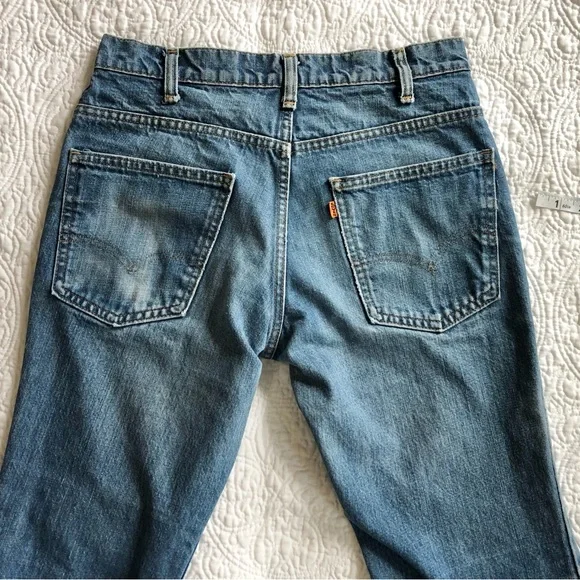 Vintage 70s Levis 684 Orange Tab Bell Bottom Super Flare Jeans - Picture 10 of 14
